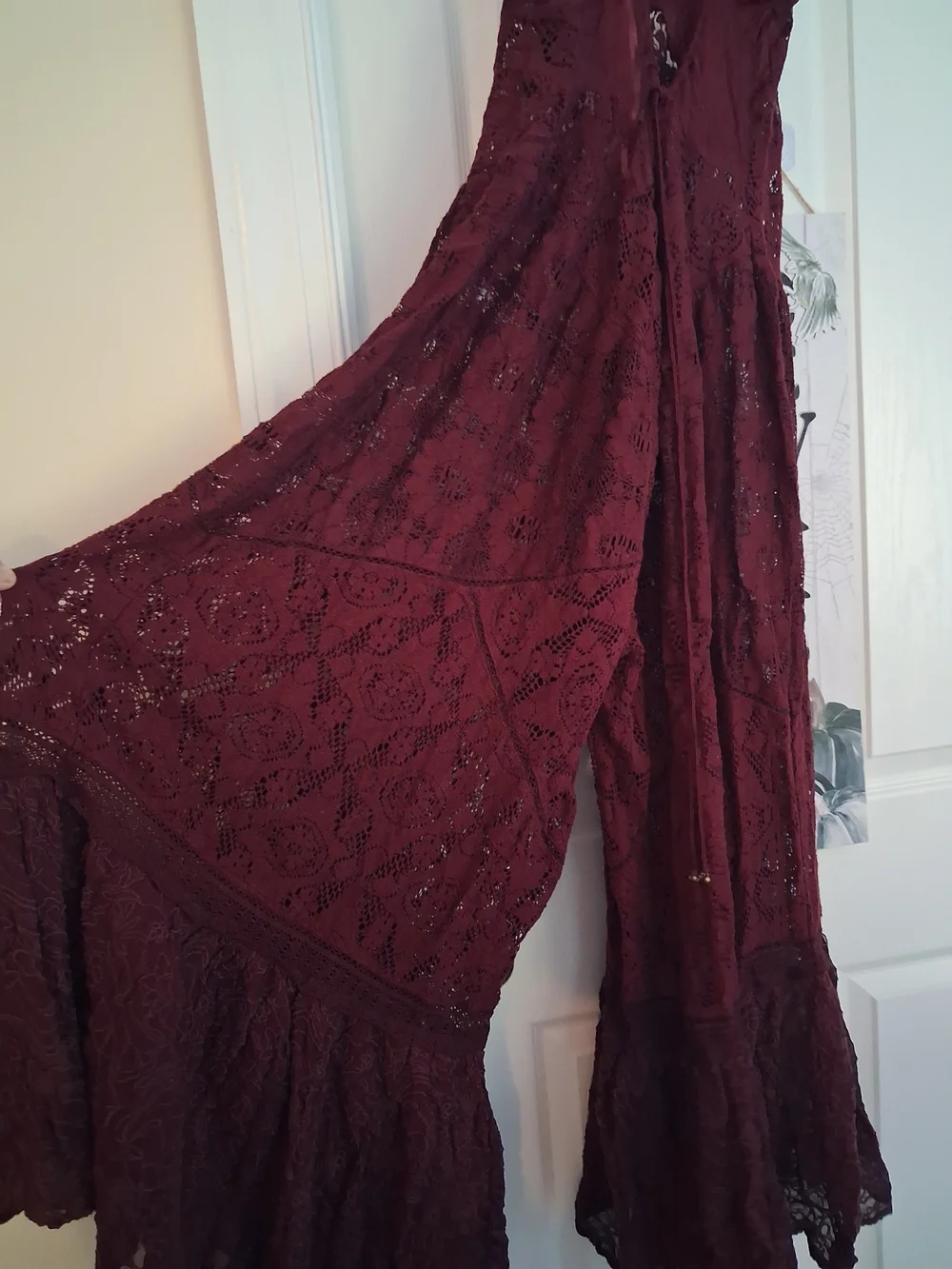 NEW Free People Burgundy Lace Make Me Love You Romper Pantsuit - Picture 7 of 15